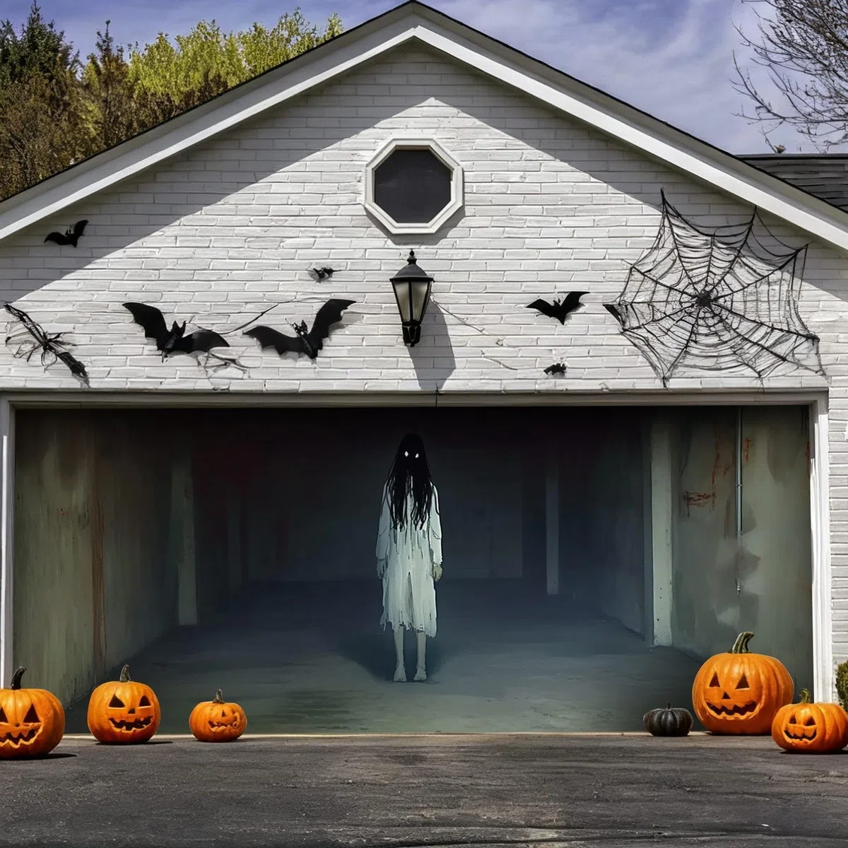 Cartel de graduación para Halloween, puerta de garaje, grande, para exteriores, para patio delantero, diseño de murciélagos y calabazas, fiesta festiva