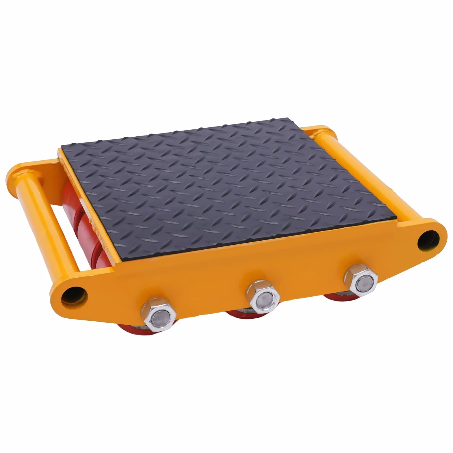 Transpaleta de goma resistente, capacidad de 15T con ruedas de poliuretano, base resistente y brazo de dirección maniobrable, ideal para transportar mercancías pesadas y equipos