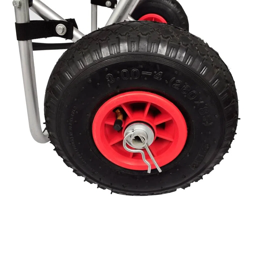 Carrito de kayak de aluminio, 2 piezas, con ruedas de goma hinchables, soporte con resorte y cojín de espuma para proteger la parte inferior del kayak, plegable para un fácil almacenamiento