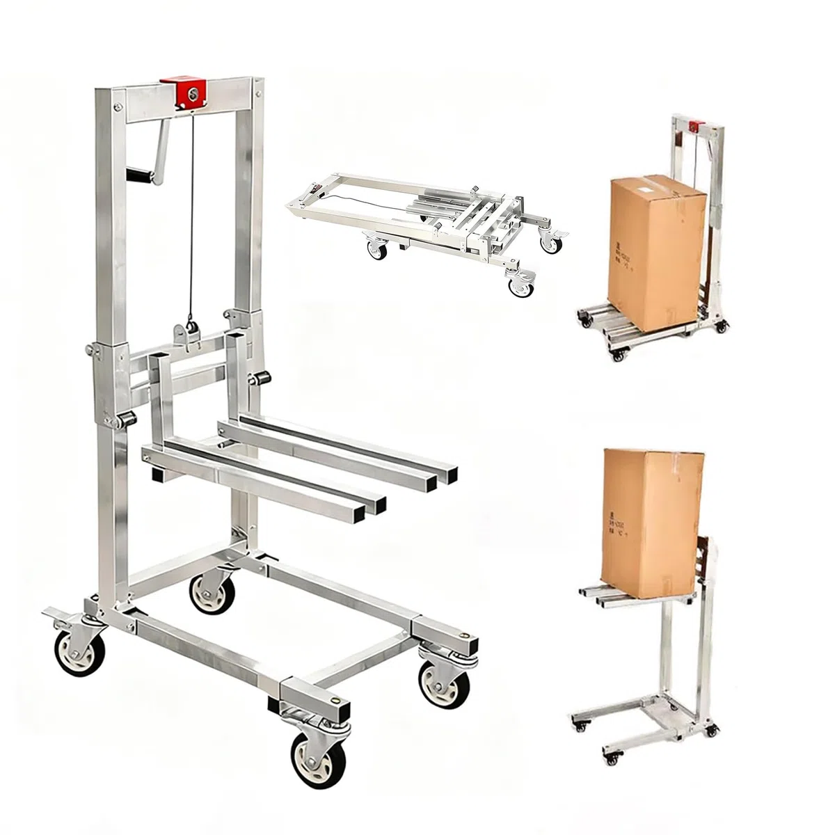 Camión elevador manual de palés, capacidad de 60 kg, plegable, para mudanzas de almacén y oficina
