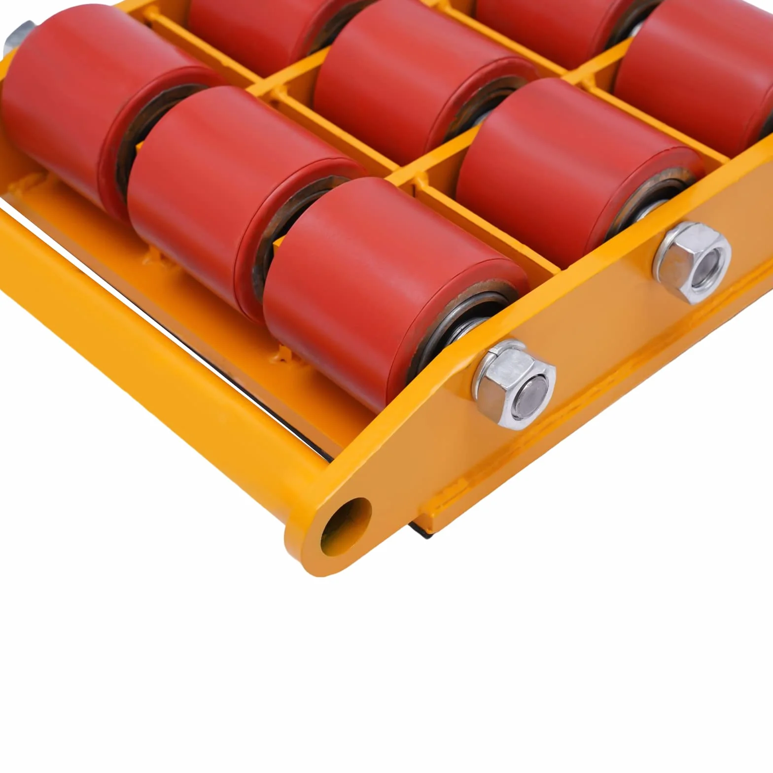 Transpaleta de goma resistente, capacidad de 15T con ruedas de poliuretano, base resistente y brazo de dirección maniobrable, ideal para transportar mercancías pesadas y equipos