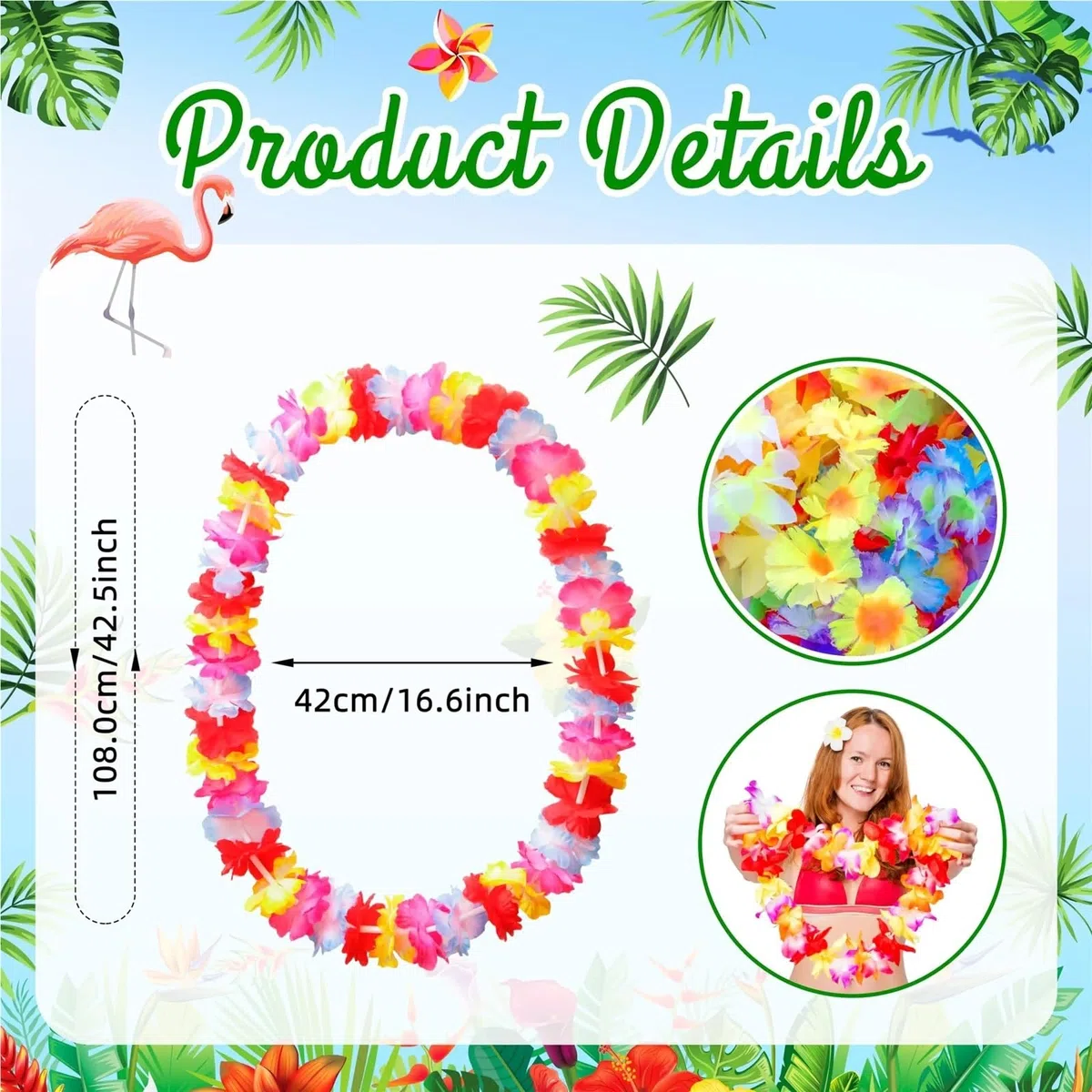 Collar de Flores Seda con temática Hawaiana, 50-200 Unidades, for Fiestas Playa, Bodas y cumpleaños para Fiesta(150pcs)