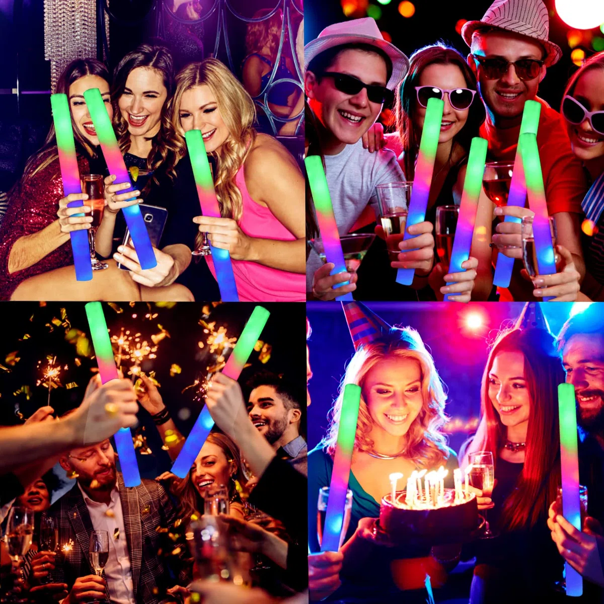 M.best Barras luminosas a granel, paquete de 30 varillas de espuma con luz LED con 3 modos, varitas que brillan en la oscuridad, suministros de fiesta para cumpleaños, boda, Navidad, Halloween, raves,