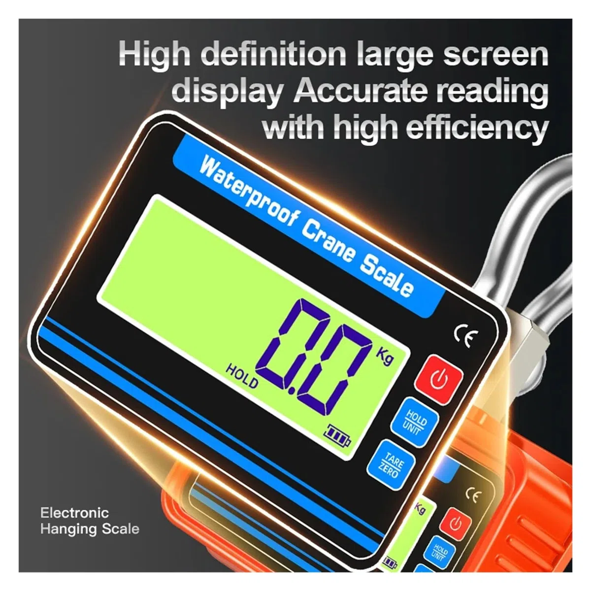 Báscula colgante digital, Báscula de grúa resistente al agua 3000kg, pantalla LCD, báscula colgante electrónica, Control remoto, gancho acero aleación, equilibrio peso 3T(Oranje)