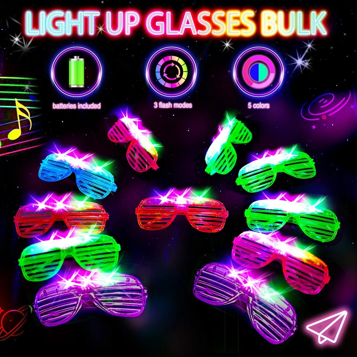 SHQQD Glow Party Supply, lentes iluminados