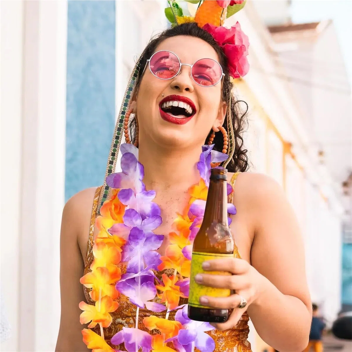 36-200 Piezas de Collares Hawaianos con Flores Tropicales, guirnaldas Hawaianas, decoración for Fiestas Luau, Suministros for Bodas Verano para Fiesta(200pcs)