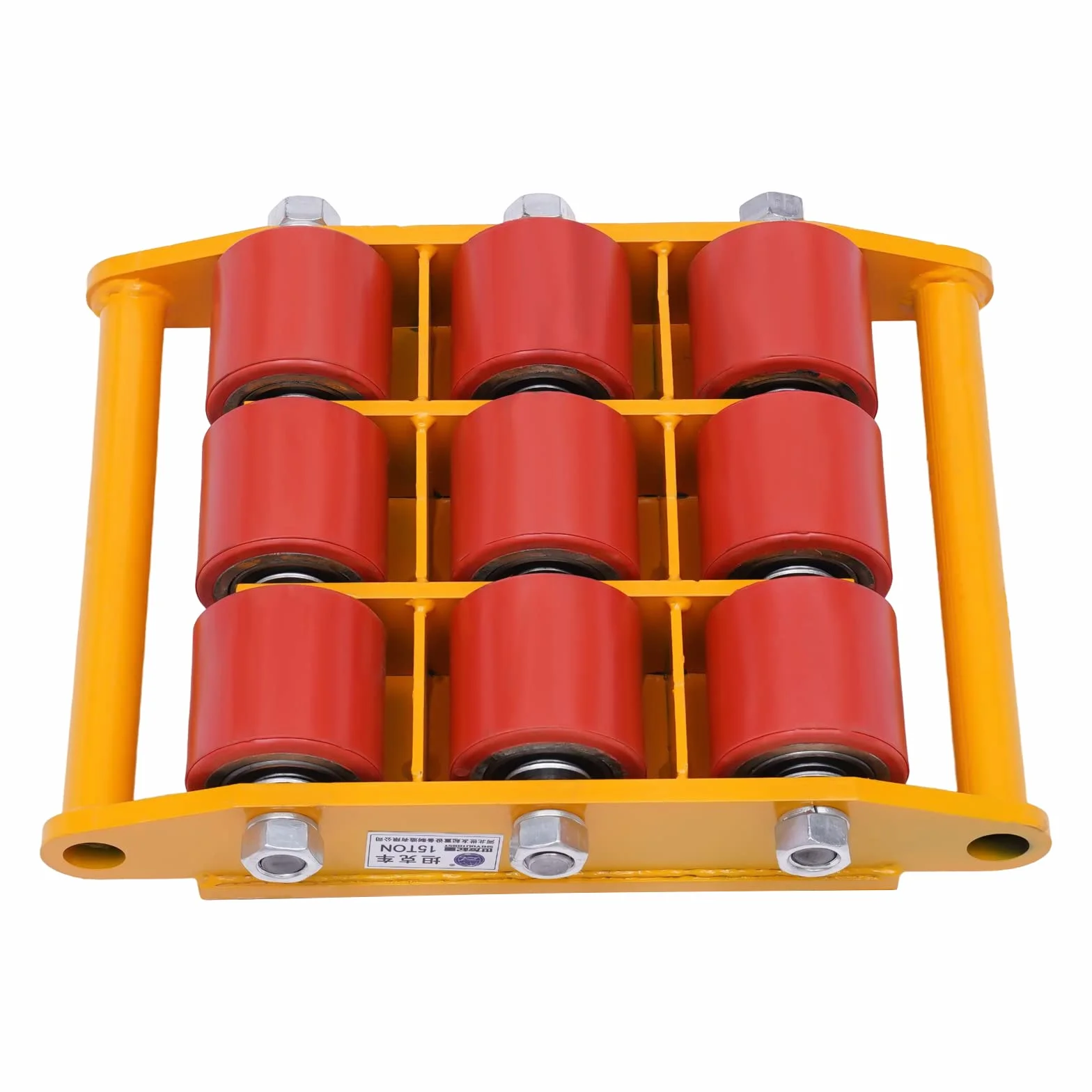 Transpaleta de goma resistente, capacidad de 15T con ruedas de poliuretano, base resistente y brazo de dirección maniobrable, ideal para transportar mercancías pesadas y equipos