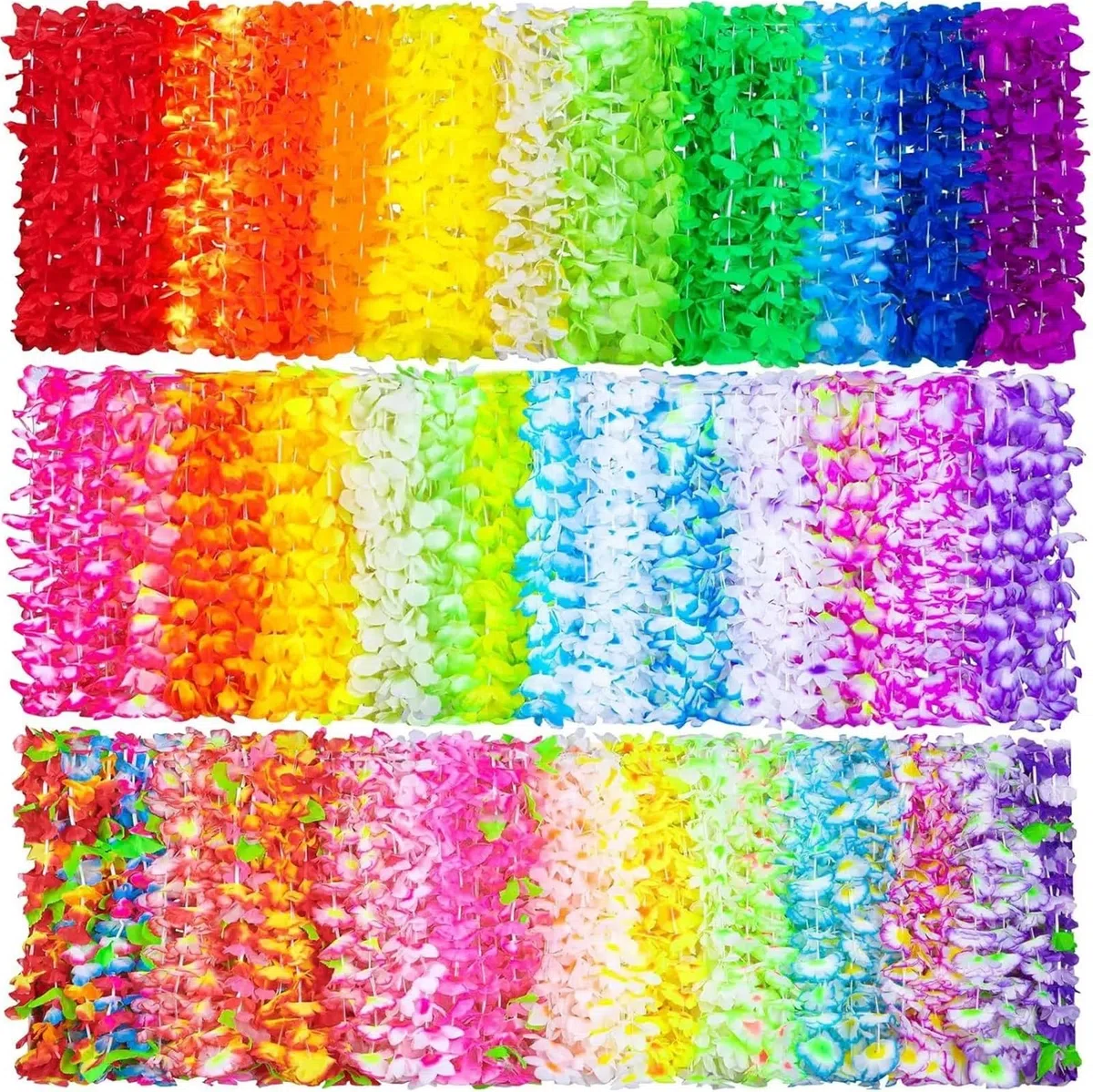 36-200 Piezas de Collares Hawaianos con Flores Tropicales, guirnaldas Hawaianas, decoración for Fiestas Luau, Suministros for Bodas Verano para Fiesta(200pcs)