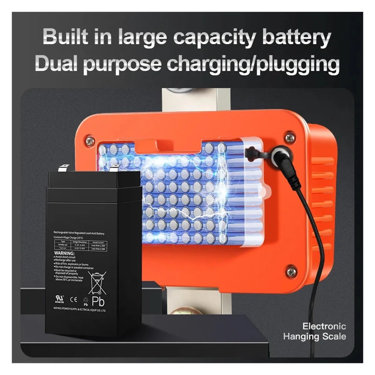 Báscula colgante digital, Báscula de grúa resistente al agua 3000kg, pantalla LCD, báscula colgante electrónica, Control remoto, gancho acero aleación, equilibrio peso 3T(Oranje)