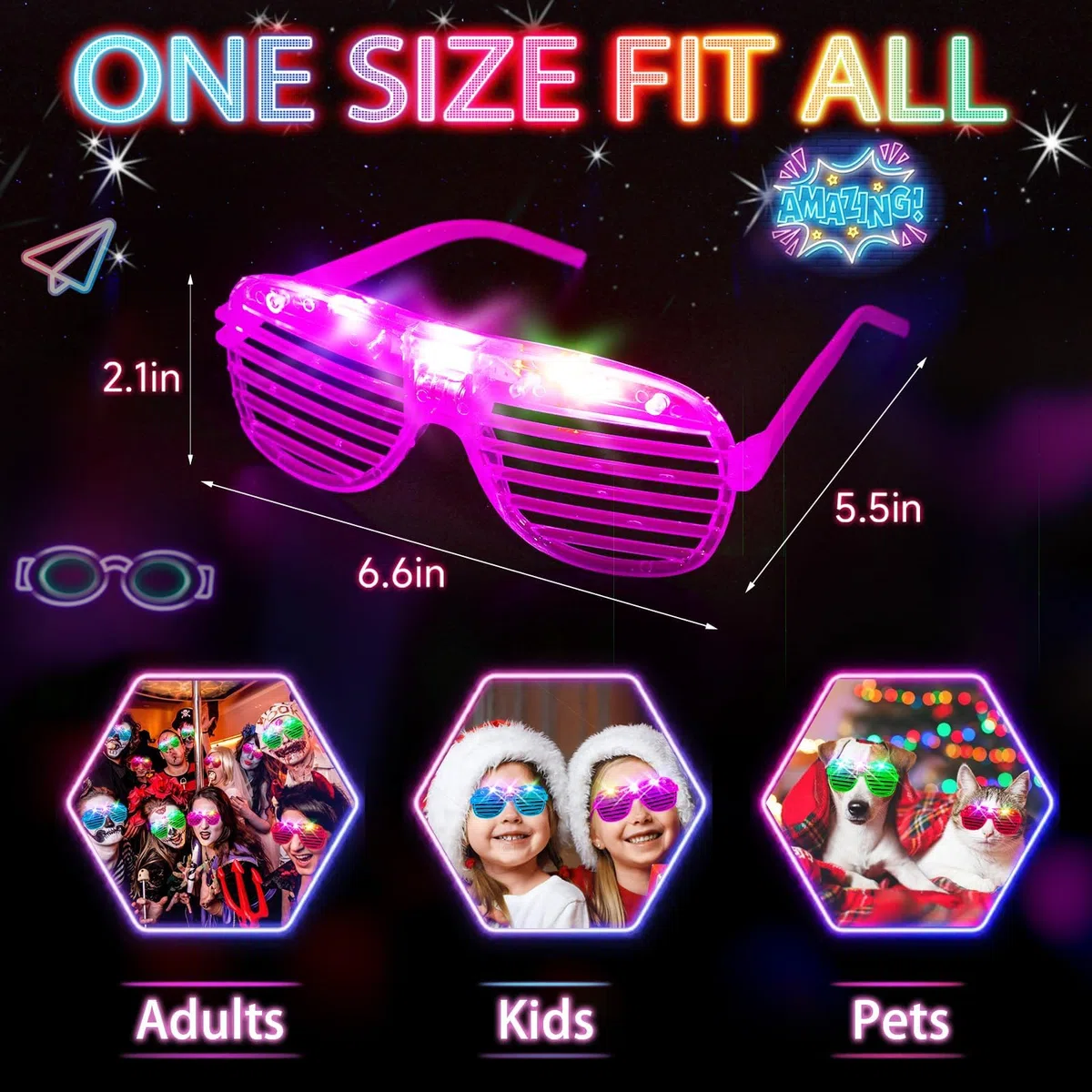 SHQQD Glow Party Supply, lentes iluminados